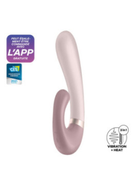 Vibromasseur point G avec stimulateur clitoris connecté chauffant USB mauve Heat Wave Satisfyer - CC597777